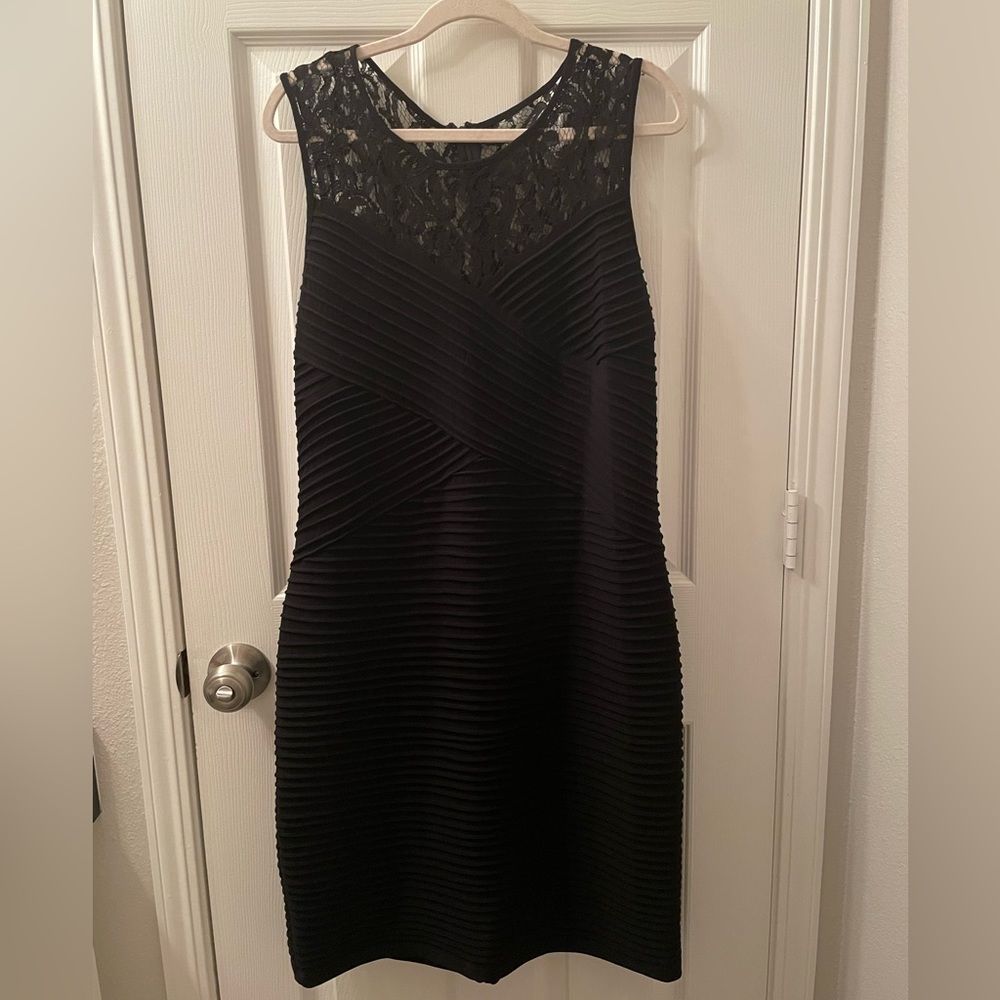 Black Fitted Dress with Lace